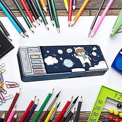 Multifunction Pencil Case, Pencil Box With 2 Compartments For Students - Cartoon Pattern 2