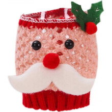 2pc Wine Cup Sleeve Elegant Decorative Glass Holder Cover Knitted Fabric Durable Xmas Santa Claus