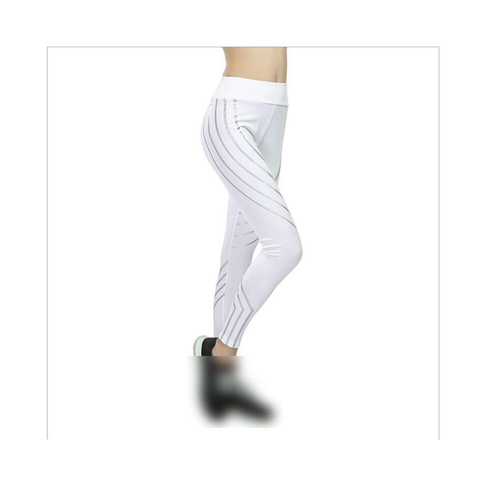 (White,S)Legging femme bande réfléchissante pantalon de yoga taille haute gym fitness pantalon femme