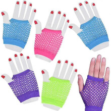 Neon Gloves for Kids, Set Of 12, Fishnet Wrist Gloves, Perfect Neon Party Supplies