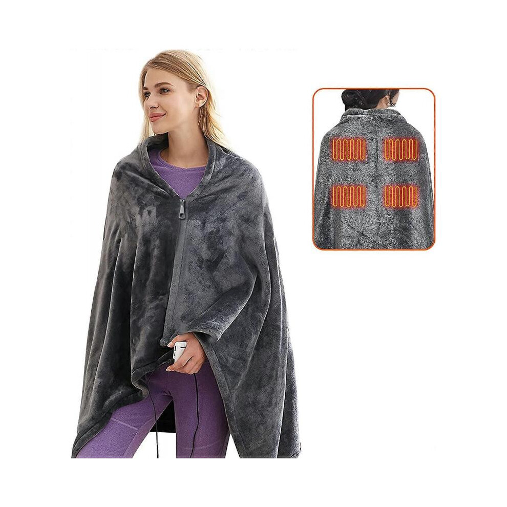 Electric Blanket, USB Heated Shawl Electric Heated Blanket Plush Flannel Blanket