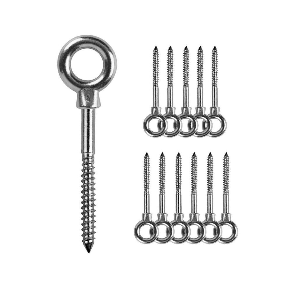 12 PCs Eye Bolts | M6 x 60mm eye screw | M6 lifting eyes| Eye screw 316 stainless steel | Screw hooks M6 eye screw
