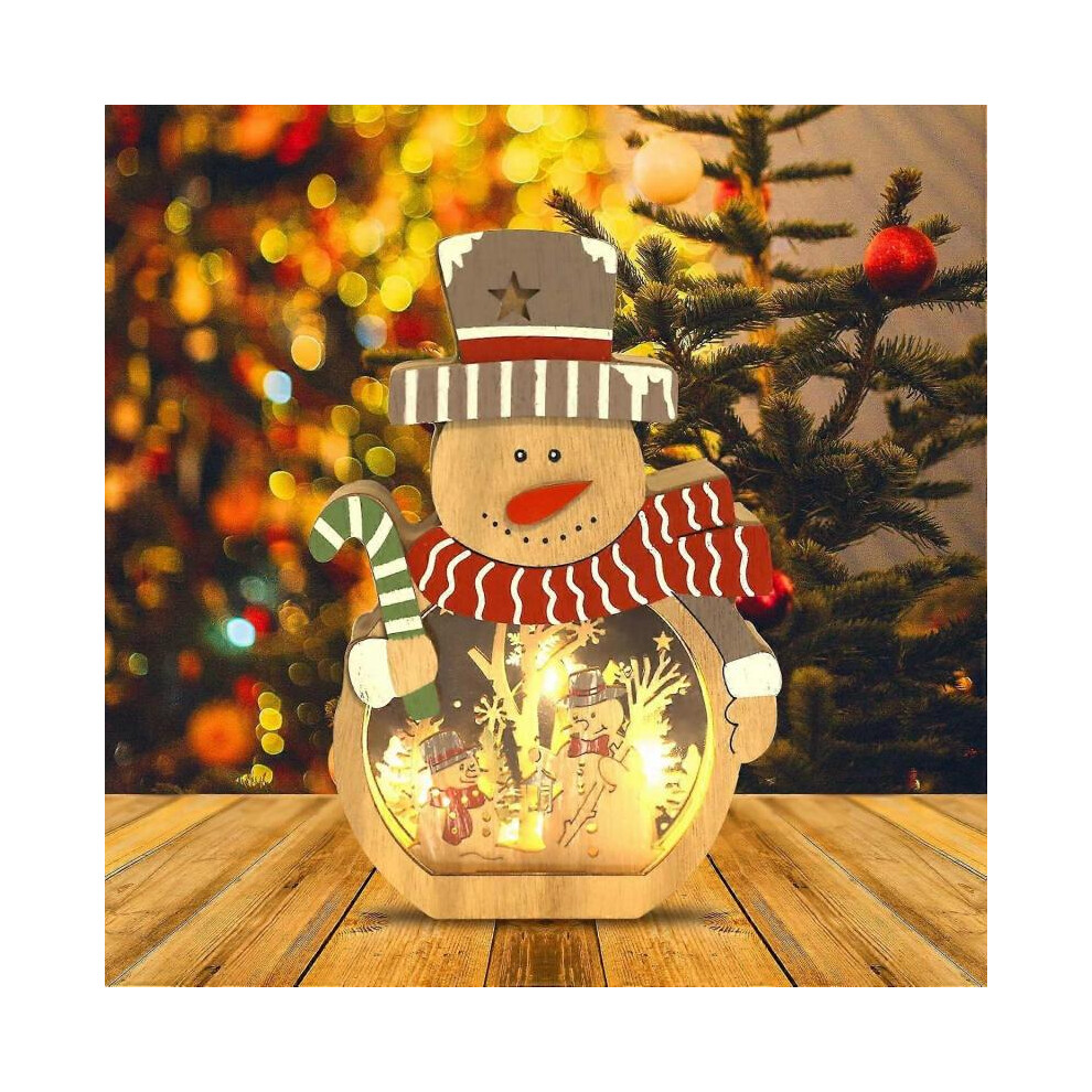 LED Wooden Christmas Snowman Decoration Luminous Light Christmas Desktop Ornament Xmas Figurine-image-OPC-PH5XH7H-NEW