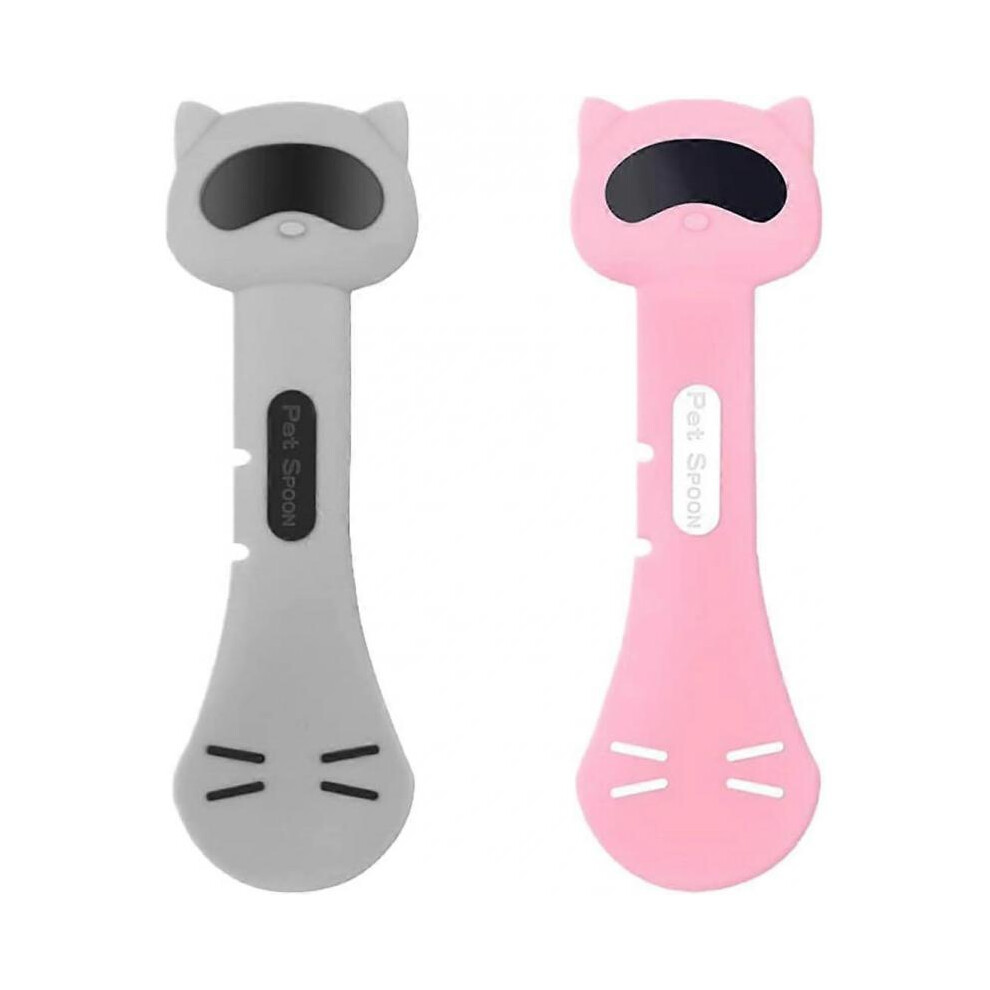 Pet Food Can Spoon Pet Food Mixing Spoons Food Canned Scoop for Dogs and Cats(Pink+Gray)