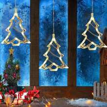 (Christmas Tree) 3 Pack Christmas Indoor Window Light Decoration - Warm White Backdrop String Lights for Outdoor Indoor Home Bedroom Wedding Party Holiday Wall