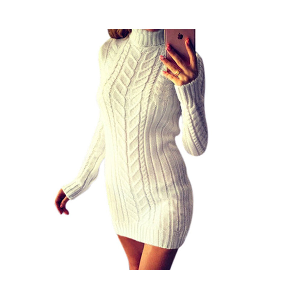 (Beige,Tag XL=US M)Robe pull slim torsadé manches longues mode automne et hiver