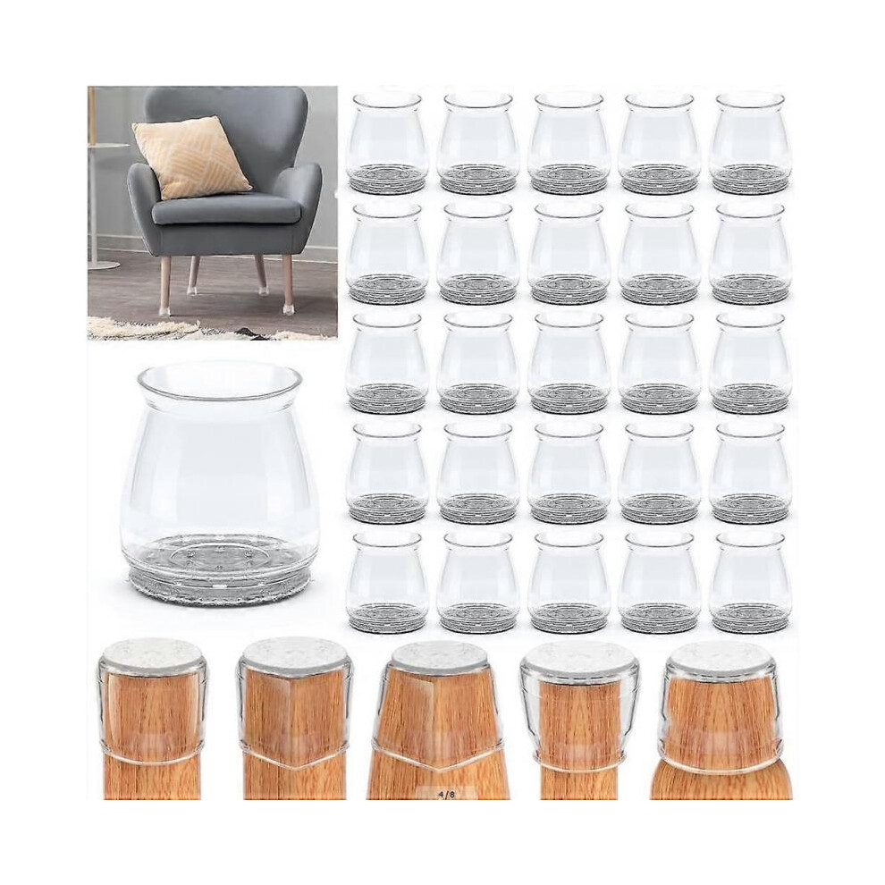 32 PCS Chair Leg Protector, Chair Leg Protector, Chair Leg Clear Silicone Floor Protector with Felt Pads