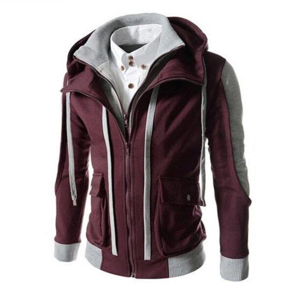 (Red,Tag L=US S)Sweat à capuche homme hiver chaud sweat à capuche manteau veste vêtements d'extérieur hauts pull