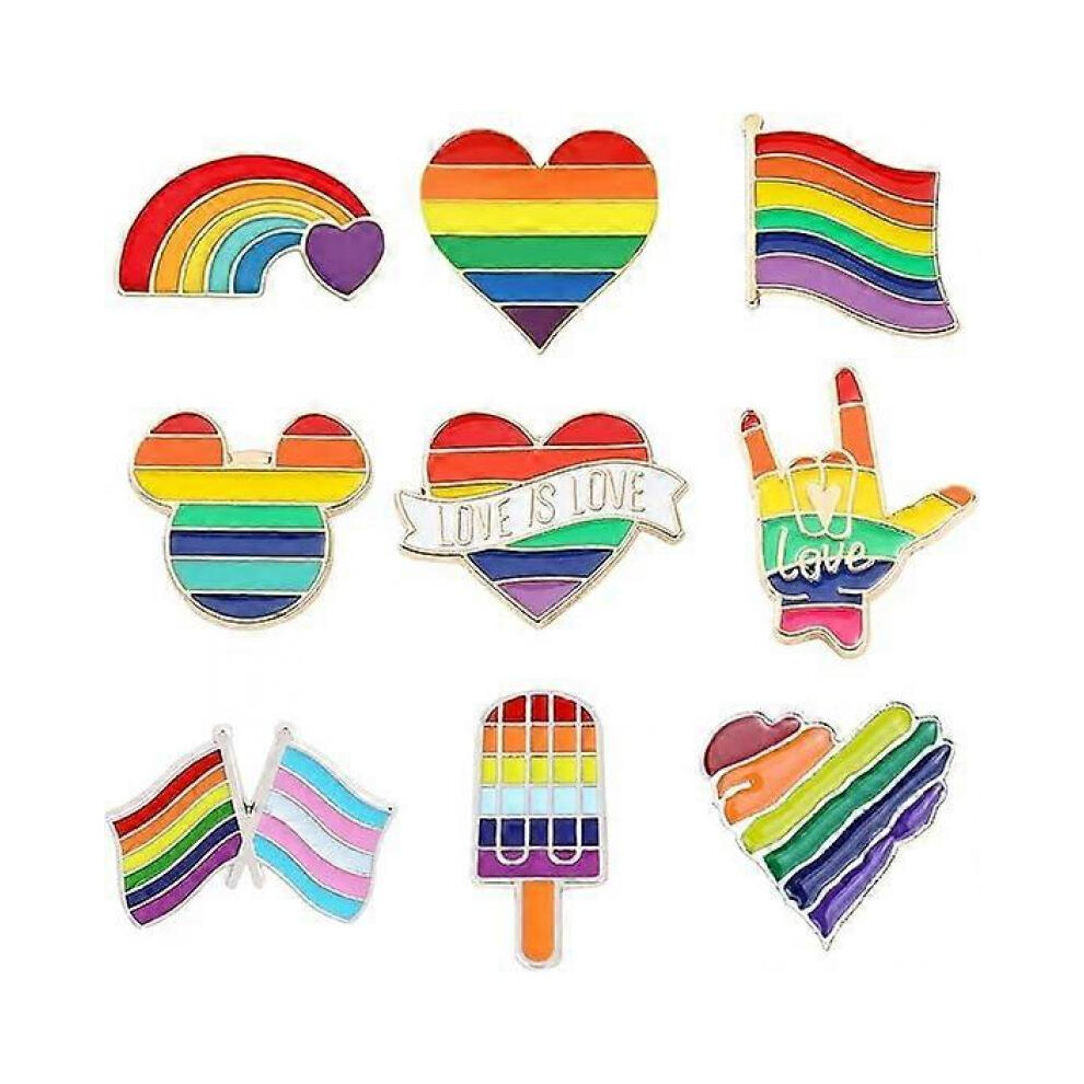 9 Pcs Pride Pins,Badge Cute Brooch Accessories For Lover Clothes Lapel Bag Backpack Decorations Not,Specified