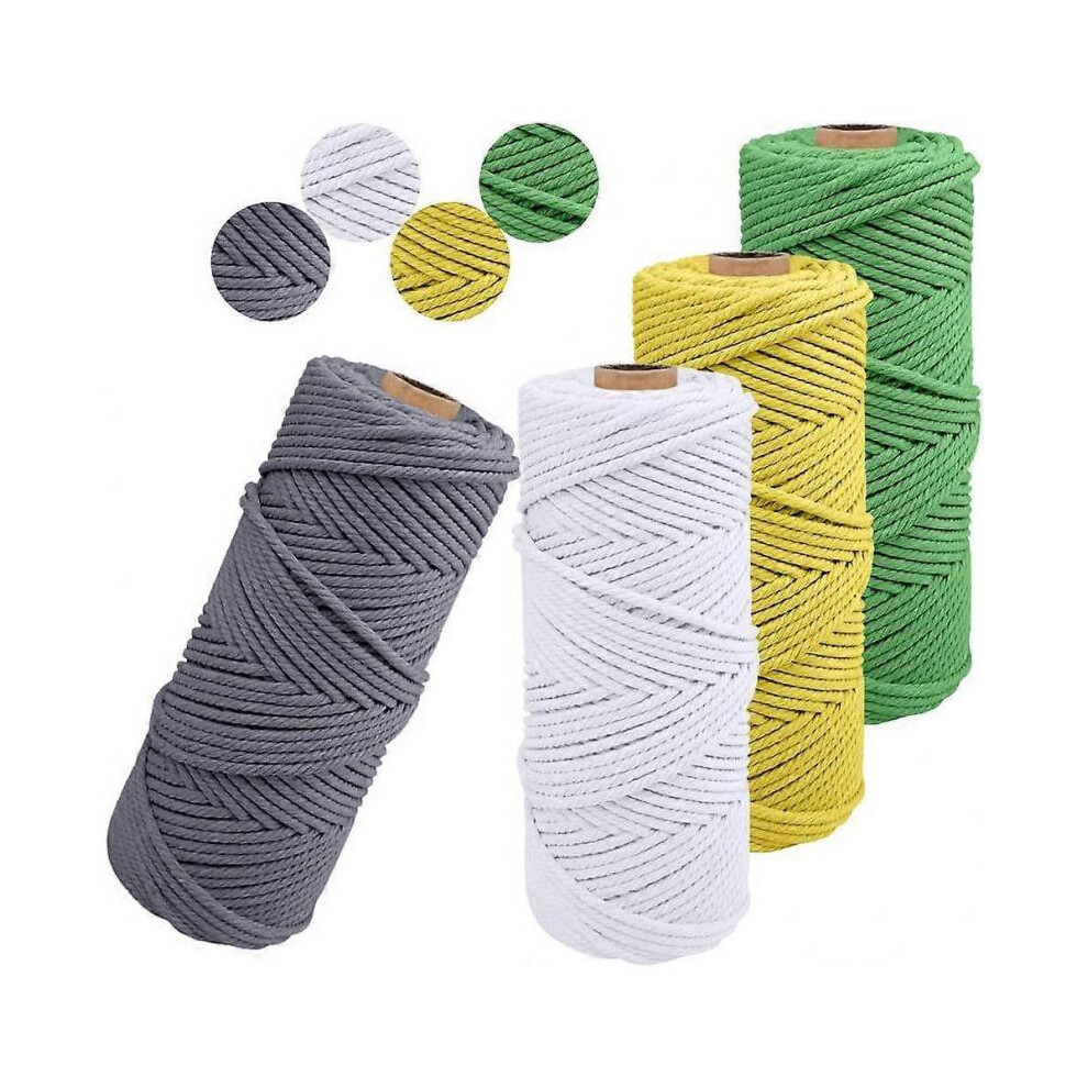 4PCS,3mm x 10m DIY Craft Spool Twine Rustic String Cotton Rope for Knitting, Home Decora,Wrapping