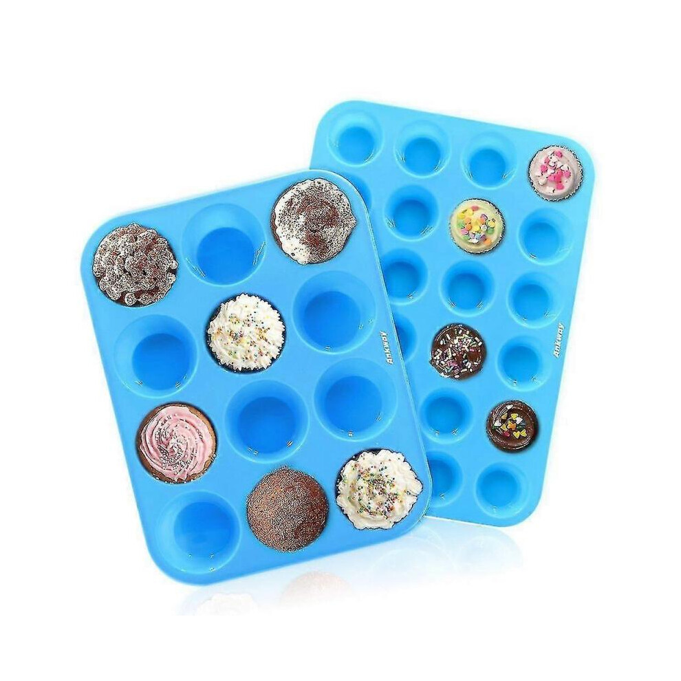 12 Cup Cupcake Cake Cases Muffin Tray, Silicone, Blue, 11.61 X 8.66 X 1.18 Cm
