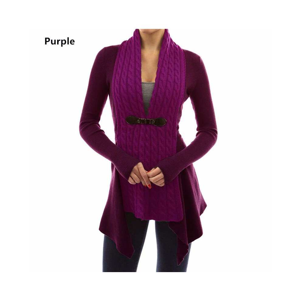 (Purple,XL)Cardigan femme haut polaire fourrure pull veste hiver chaud survêtement manteau