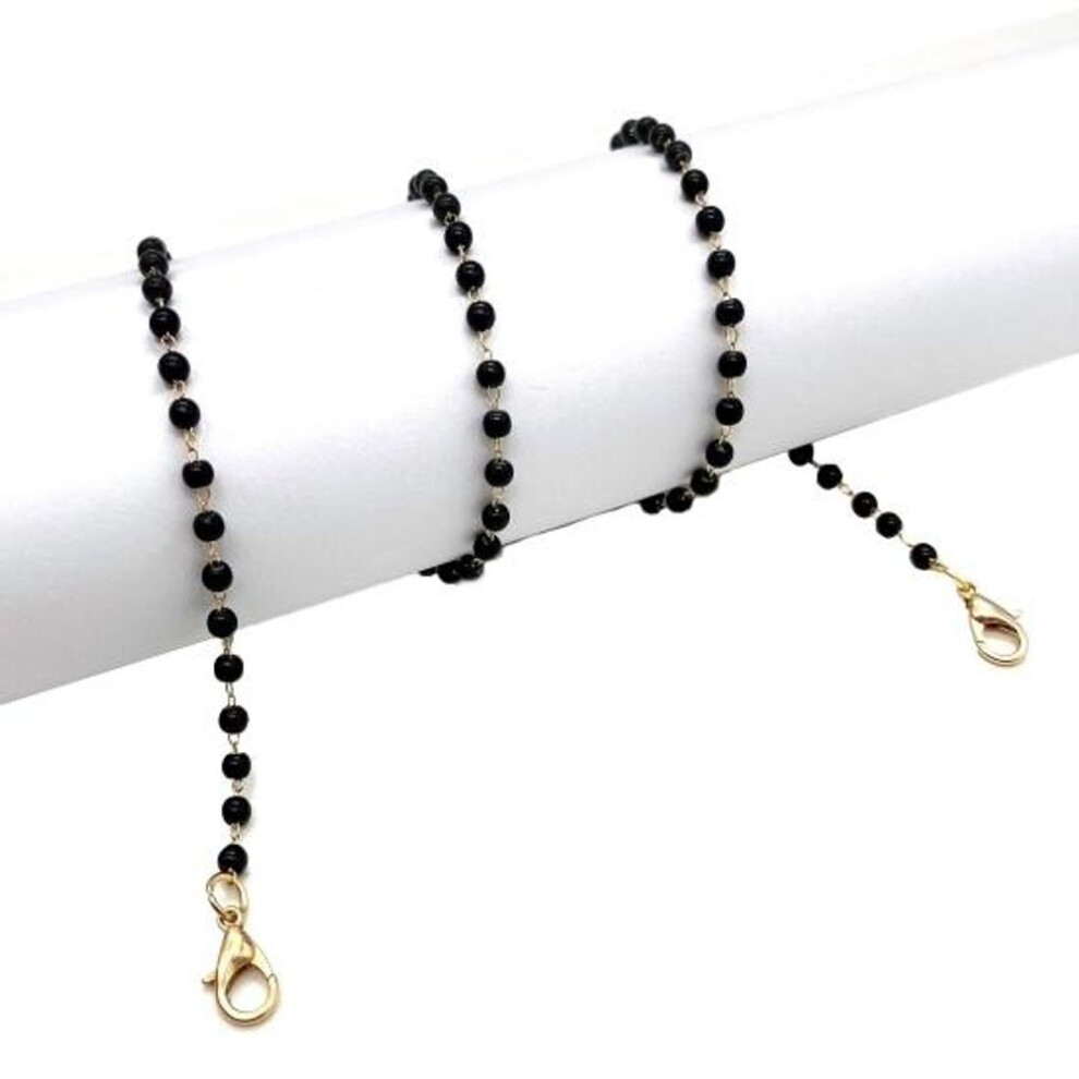 (black) Exquisite Eyeglass Chain Multi-use Faux Pearl Stylish Bright-colored Eyewear Lanyard For Party