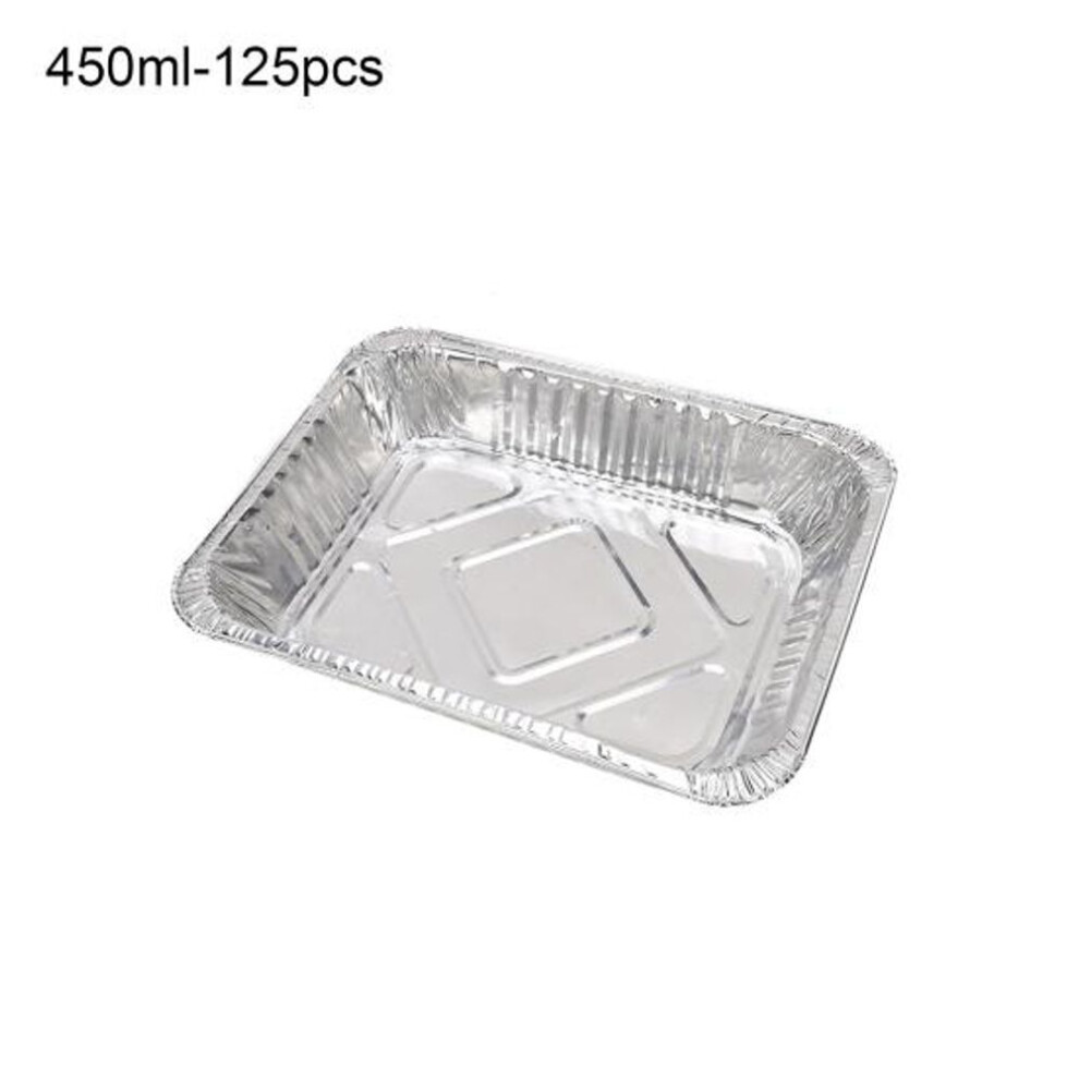 (as the picture, 450ml) 125pcs Anti-deformation Leak-proof Aluminum Foil Pan Food Grade Take-out Packaging Grease Drip Pans Kitchen Supplies