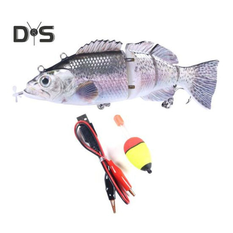 (as the picture, G) 14cm/53g Electric Multi-jointed Fishing Lure With Float Usb Rechargeable Led Luminous Swimbait Robotic Artificial Bait Fishing Accessories