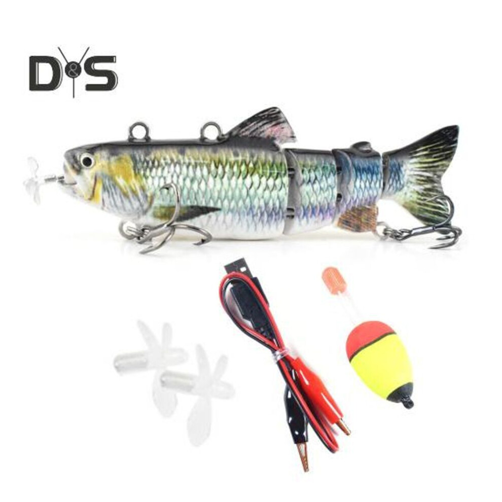 (as the picture, A) 13cm/35g Electric Multi-jointed Fishing Lure With Hooks Usb Rechargeable Led Luminous Swimbait Robotic Artificial Bait Fishing Accessories