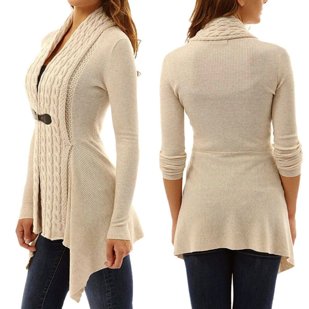 (Khaki,2XL)Cardigan femme haut polaire fourrure pull veste hiver chaud manteau extérieur