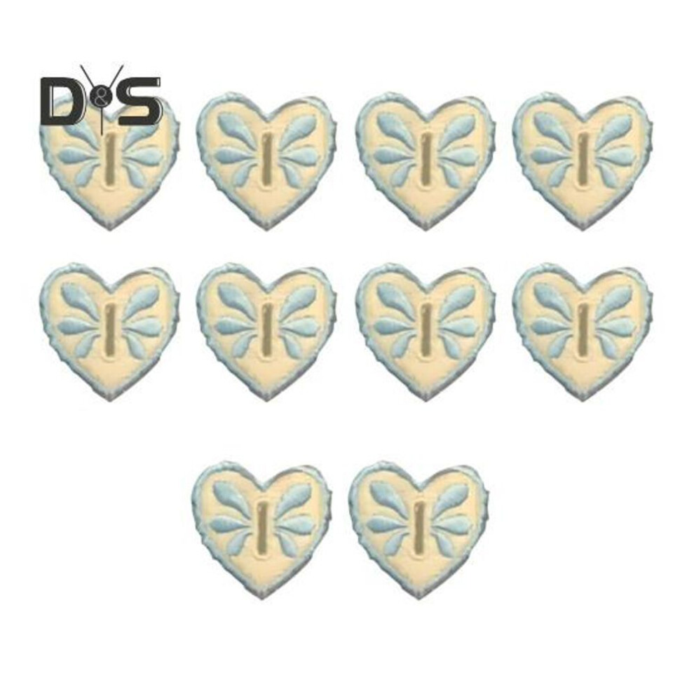 (blue) 10 Pcs Heart-shaped Button Covers Removable Sewing-free Love Button Hooks Embroidery Button Decorations For Diy Blouses Jeans Clothing