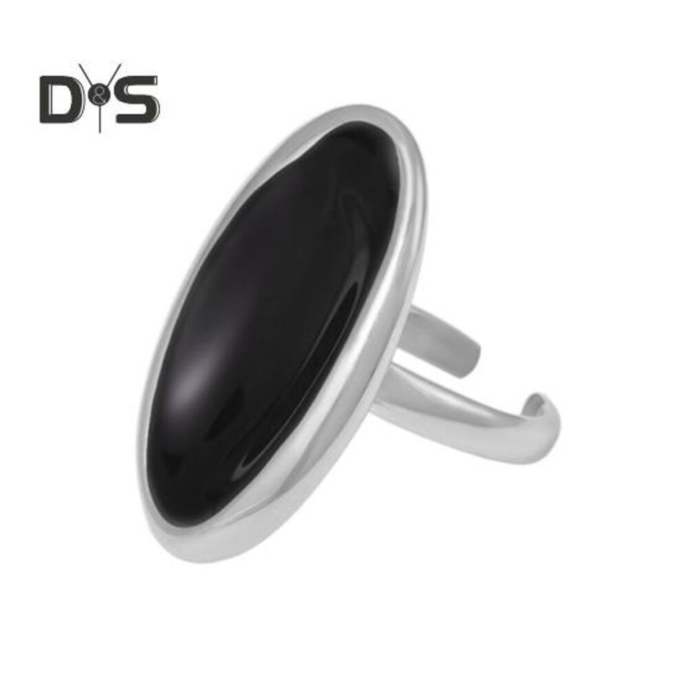 (silver) Large Oval Gemstone Ring Handmade Tribal Open Ring Jewelry Engagement Birthday Gifts For Men Father Husband Boyfriend