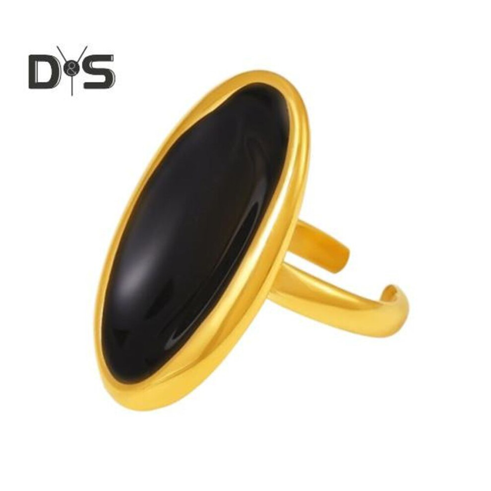 (golden) Large Oval Gemstone Ring Handmade Tribal Open Ring Jewelry Engagement Birthday Gifts For Men Father Husband Boyfriend