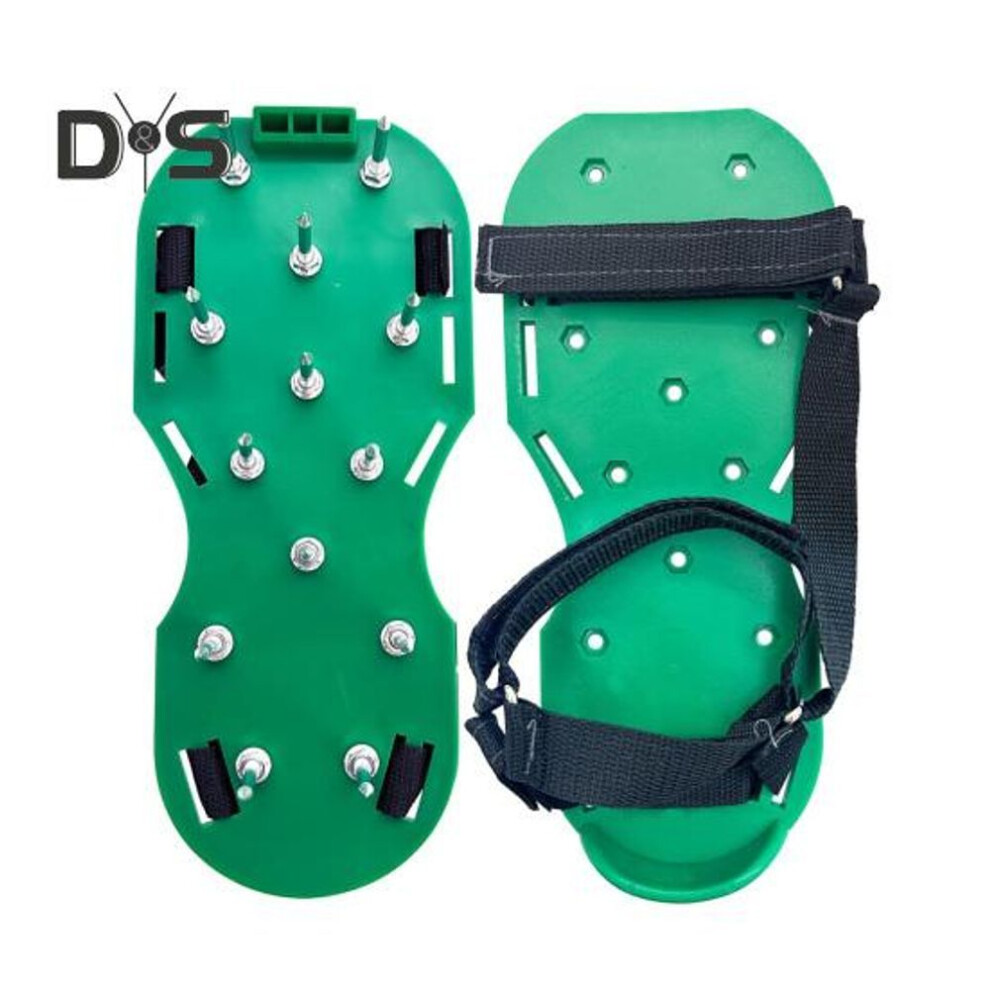 (green) Lawn Aerator Shoes Aerating Spike Sandals With Hook And Loop Straps Heavy Duty Spiked Aerator Shoes For Yard Patio Garden Aeration
