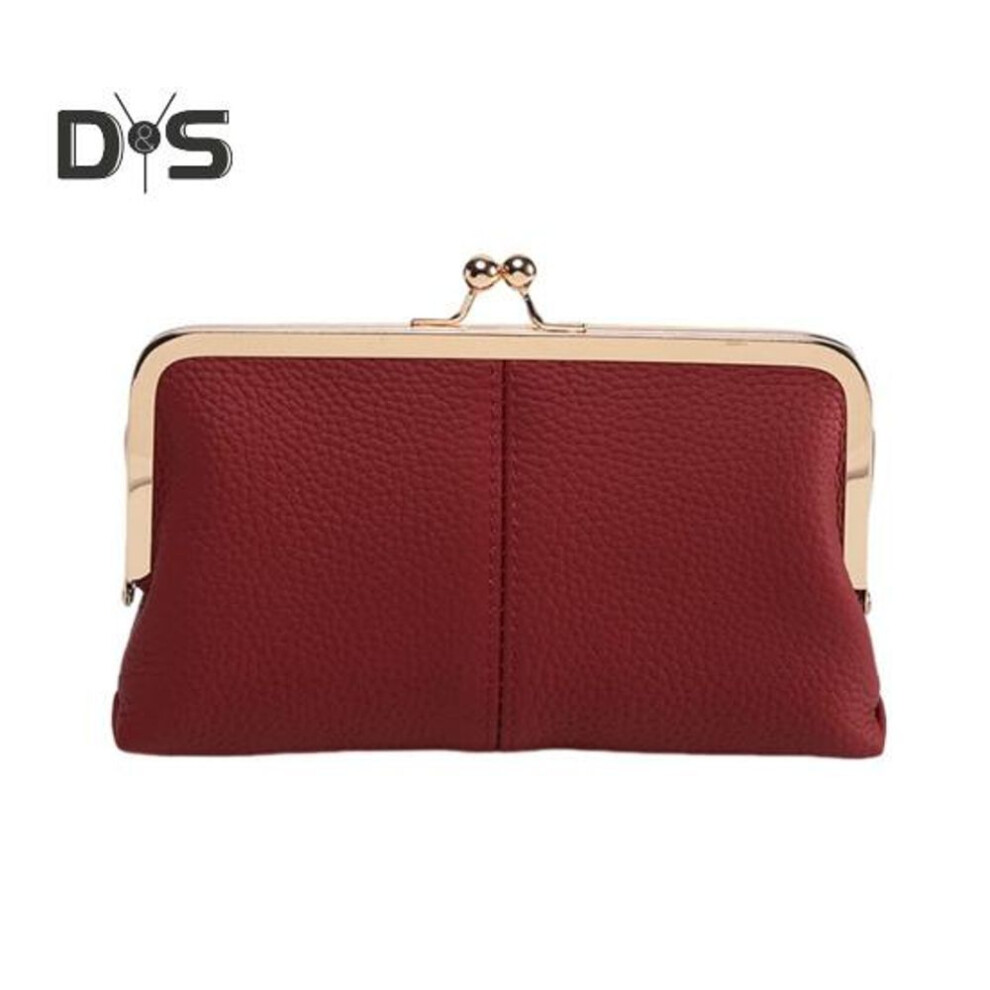 (red) Ladies Clutch Wallet Vintage Kiss Lock Clutch Purse Genuine Leather Travel Purse With Multi-card Slots Card Holder For Date Party Shopping