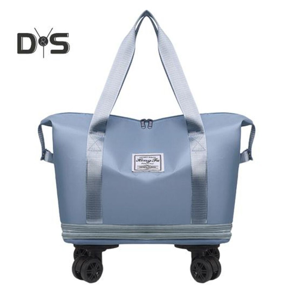 (light blue) Travel Luggage Bag Trolley Bag With Wheels Waterproof Expandable Overnight Bag Portable Collapsible Weekender Bag For Travel Shopping Gym