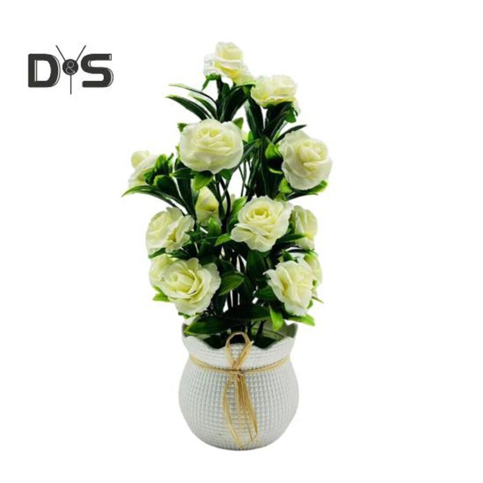 (milk white) Simulated Plant Bonsai Potted Flower Artificial Green Plant Landscaping Scene Layout Decoration Creative Office Desktop Plastic Succulent Ornaments