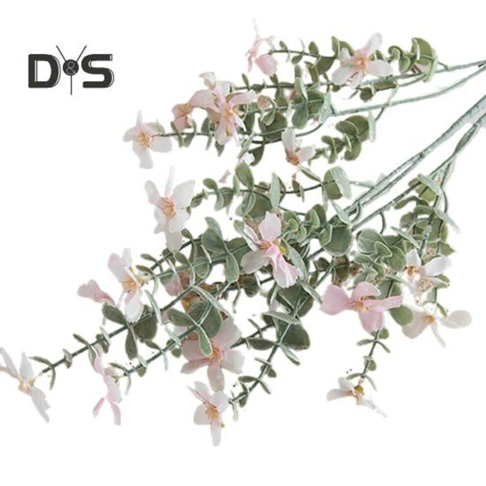 (light pink) Faux Silk Cloth Simulation Flower Easy Care Creative Mini Artificial Orchid Green Plant