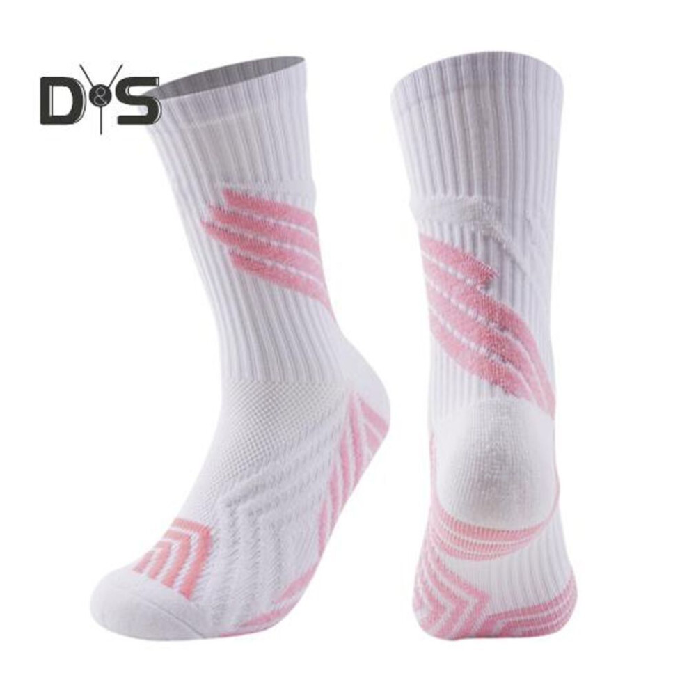 (pink) Men's Soccer Socks Anti Slip Athletic Socks Breathable Moisture-wicking Sports Sock For Football Basketball Yoga Running