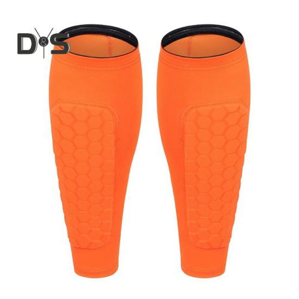 (orange, XL) Shin Guard Sleeve Soccer Shin Pad Sleeve Football Leg Support Compression Calf Sleeves For Kids And Adults