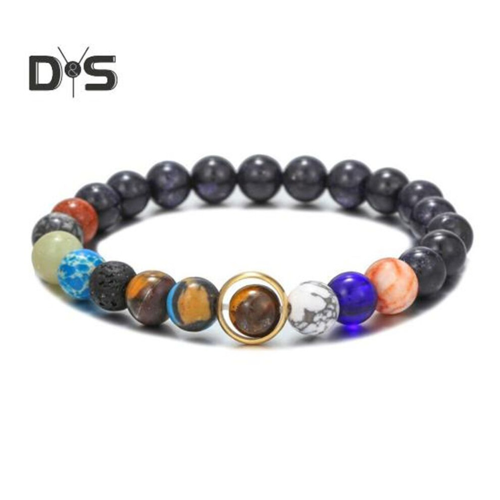(as the picture, B) Solar System Bracelet Natural Stone Beaded Bracelet Universe Eight Planets Jewelry Accessories Best Friends Gift for Him Her Men Women