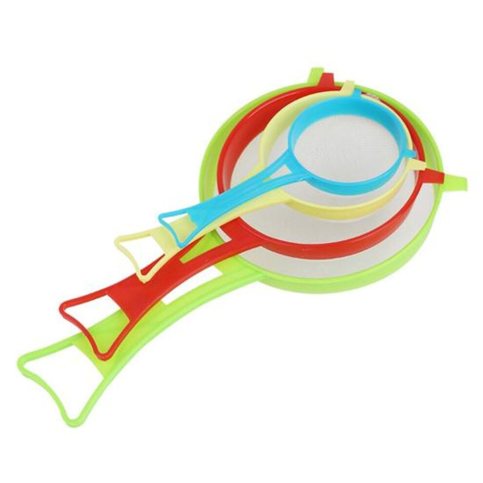 4pcs Flour Colander Long Handle Safe Plastic Multi-function Food Flour Tea Strainer