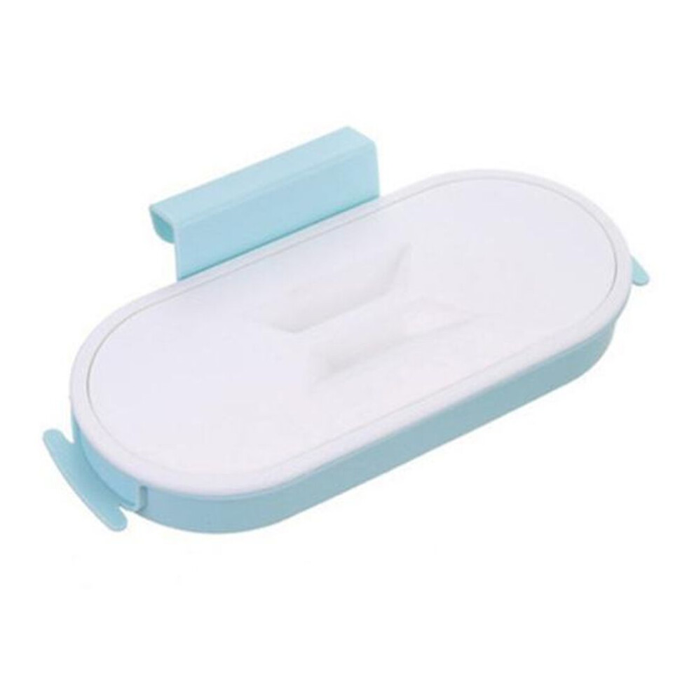 (light blue) Over the Door Trash Bag Rack Good Load Capacity with Lid PP Garbage Bag Holder Kitchen Gadgets