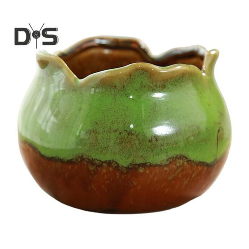 (green) Eco friendly Flower Pot Smooth Edge Practical Outdoor Plant Ceramic Flower Pot Container