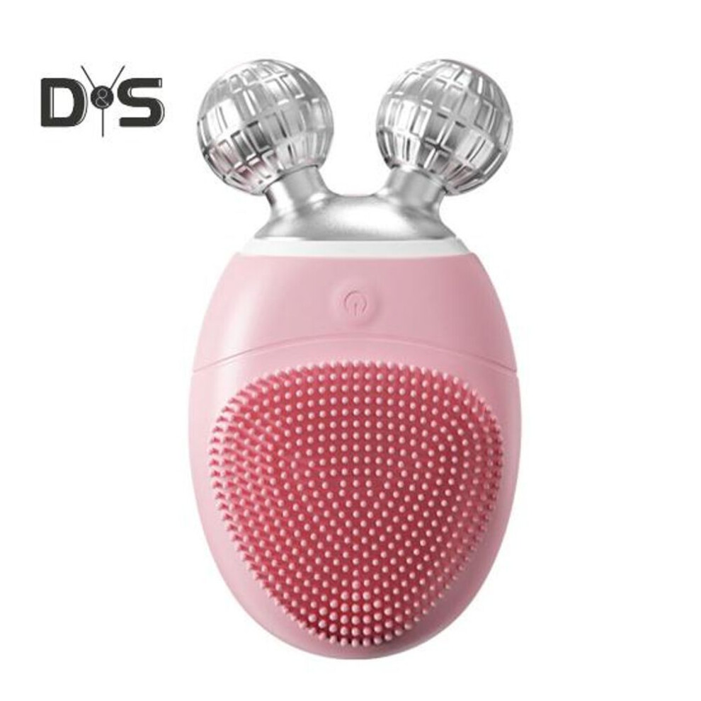 (pink) Face Roller Facial Cleansing Brush 5 Modes Adjustable Ip67 Waterproof Compact Design Portable Electric Facial Massage Tool