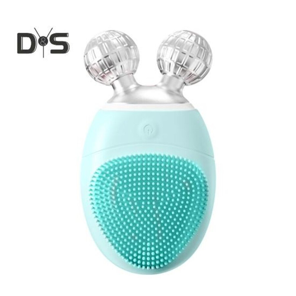 (blue) Face Roller Facial Cleansing Brush 5 Modes Adjustable Ip67 Waterproof Compact Design Portable Electric Facial Massage Tool