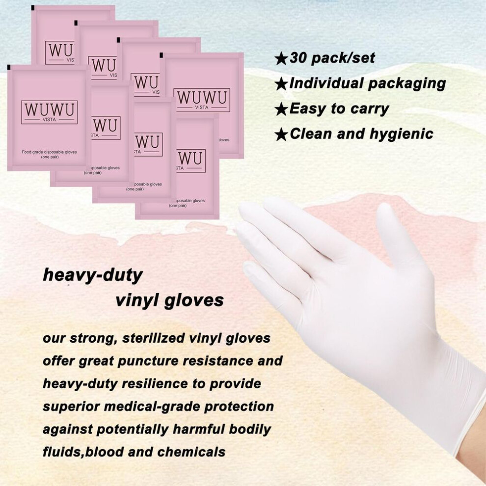 (as the picture, 30 pair) Wuwuvista Disposable Gloves 30pair Individually Packaged Disposable Nitrile Gloves New Food Grade Tpe Latex Gloves Non-slip Gloves Wax Accessories