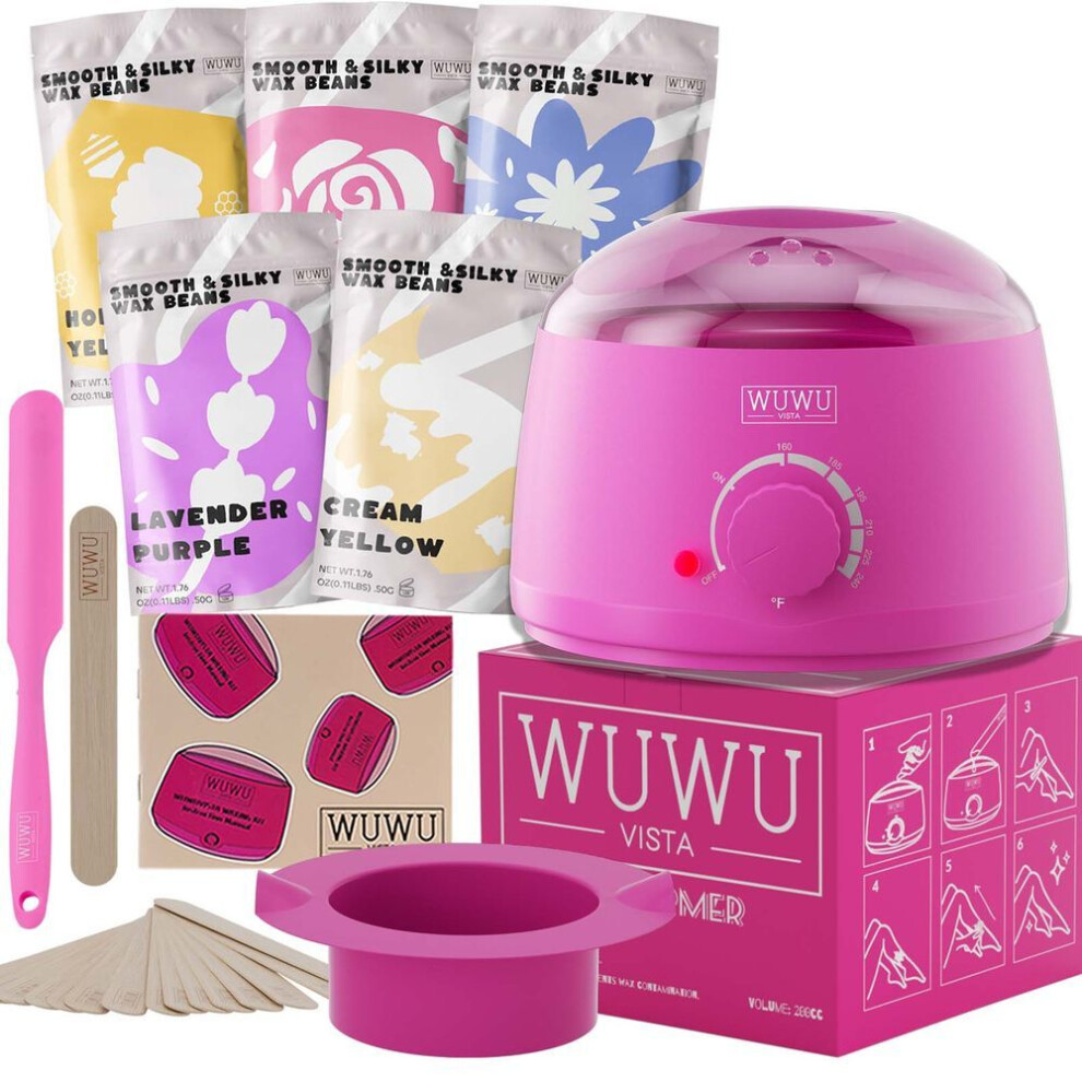 (as the picture, EU Plug) Waxing Kit Wuwuvista Hair Removal Hard Wax Kit For Face/brazilian/full Body/bikini/sensitive Skin With Wax Warmer&wax Beads For Women Men(19 Items