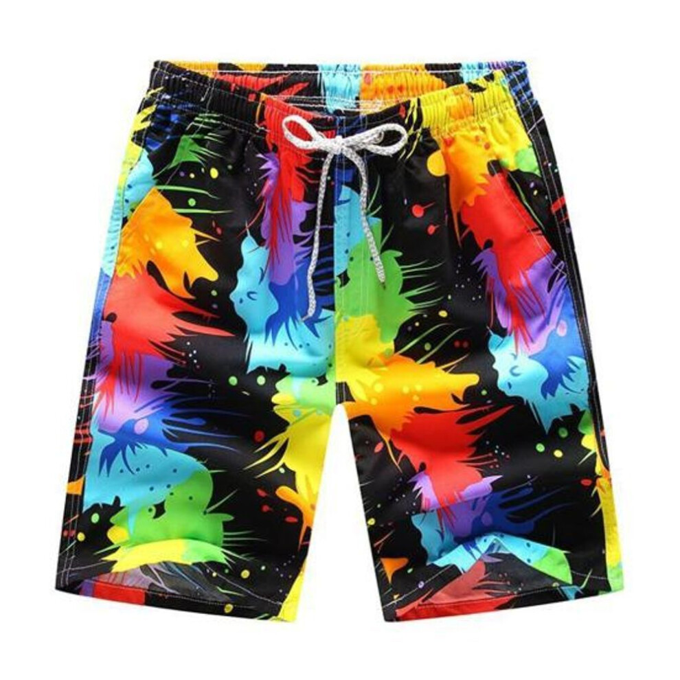 (black, L) Eye-catching Summer Trunks Elastic Waist Great Breathable Men Swimwear