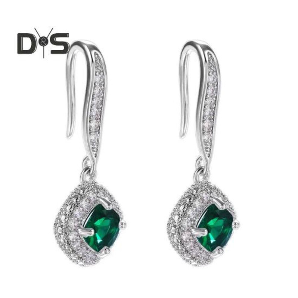 (green) 1 Pair Women Hanging Earrings Contrast Color Rhinestone Decor Evening Earrings For Prom Cocktail Parties Birthday Anniversary Gift Jewelry