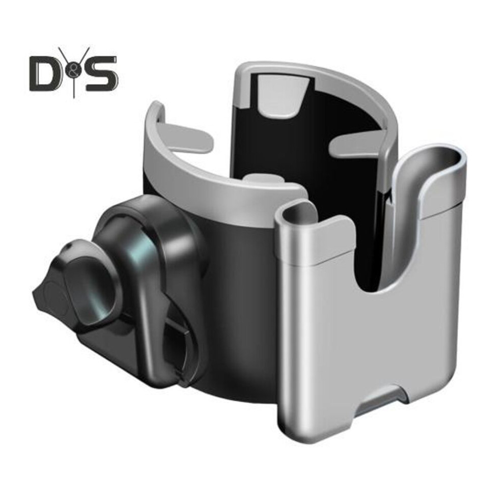 (grey) Stroller Cup Holder With Phone Mount 360 Degrees Rotating Universal Bottle Holder Stroller Drink Caddy For Bike Wheelchair Walker