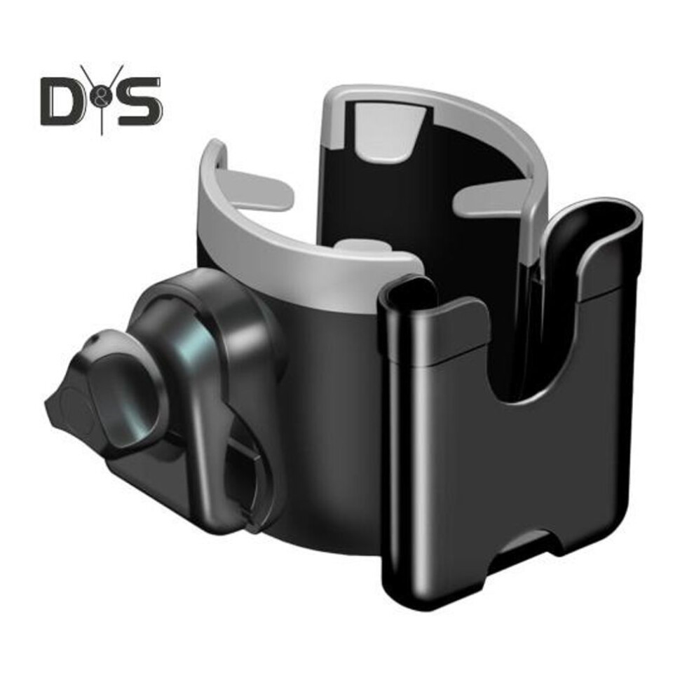 (black) Stroller Cup Holder With Phone Mount 360 Degrees Rotating Universal Bottle Holder Stroller Drink Caddy For Bike Wheelchair Walker