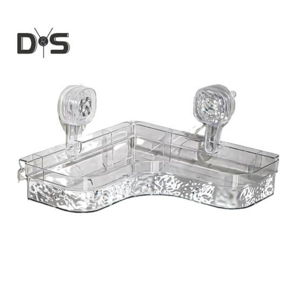 (clear) No-drill Clear Wall Caddy Storage Rack With Suction Cup Triangular Compartments Strong Load-bearing Easy To Install Bathroom Corner Storage Shelf