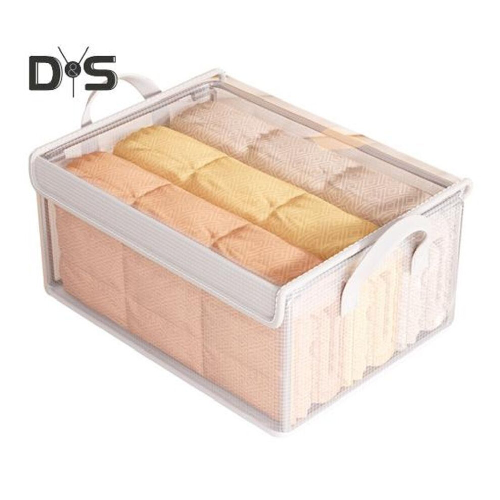 (as the picture, XL) Foldable Storage Box With Dustproof Lid Handle Design Transparent Large Capacity Moisture-proof Closet Clothes Organizer Storage Basket