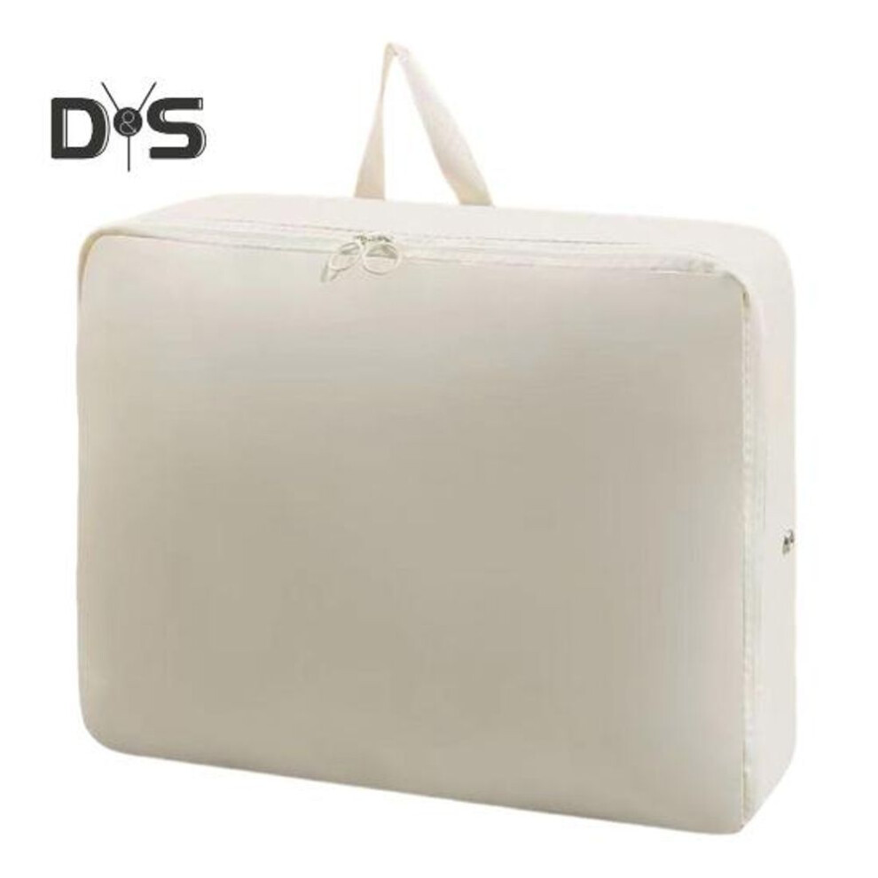 (beige, M) Self Compression Organizer Storage Bag Large-capacity Moisture-proof Zipper Closure Coats Storage Bag Quilt Packing Bag