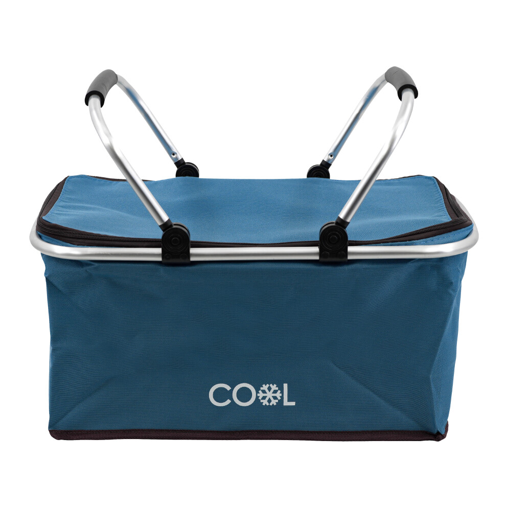 (Navy) GEEZY Cooler Bag Picnic Basket Folding Insulated Shopping Hamper Cool Box 35L