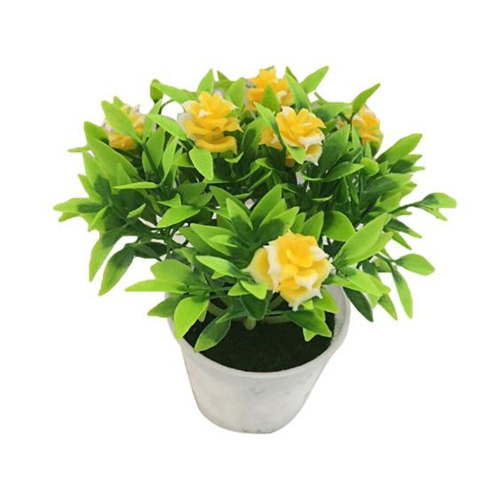 (yellow) 1pc Potted Artificial Flower Rose Stage Garden Wedding Home Party Decor Props