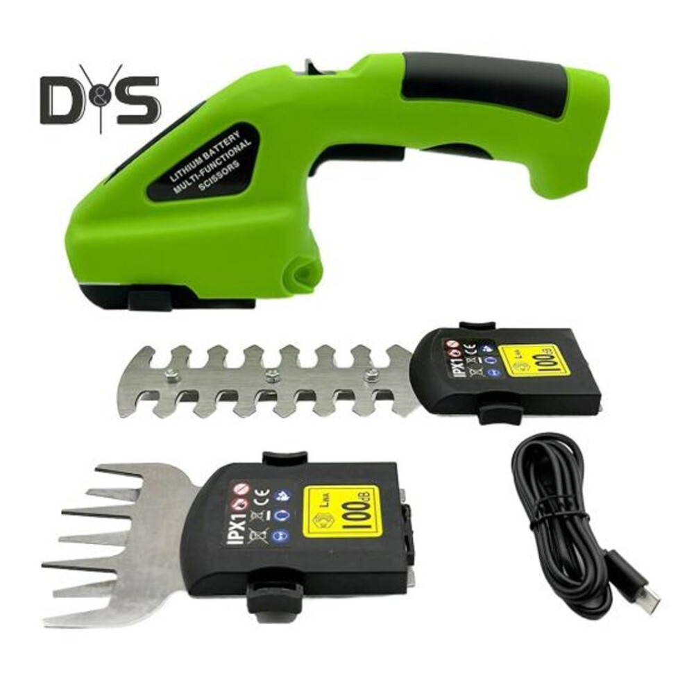 Cordless Grass Shear with Non-Slip Handle Rechargeable Powerful Motor Grass Cutter 2-in-1 Handheld Electric Grass Trimmer Hedge Shear