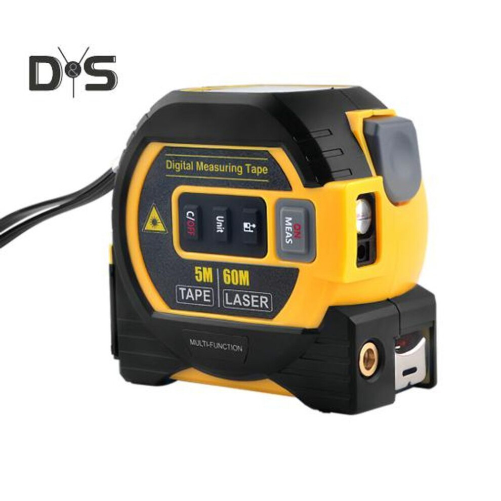 (yellow, 60m) Measuring Tape Infrared Tape Measuring Tool with Self-Locking Device Digital Display Accurate Measurement Compact Size Portable 3-in-1 Measuring Tool